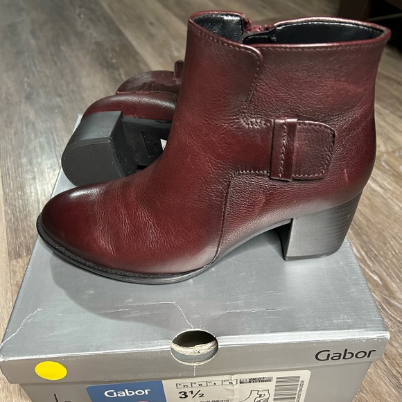 Gabor burgundy leather boot with heal. Size 3 1/2 UK which is a 6 US - Picture 3 of 7